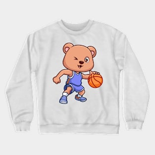 Basketball Bear Cute Cartoon Crewneck Sweatshirt